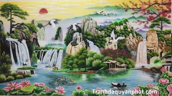 tranh đá quý sơn thuỷ hữu tình