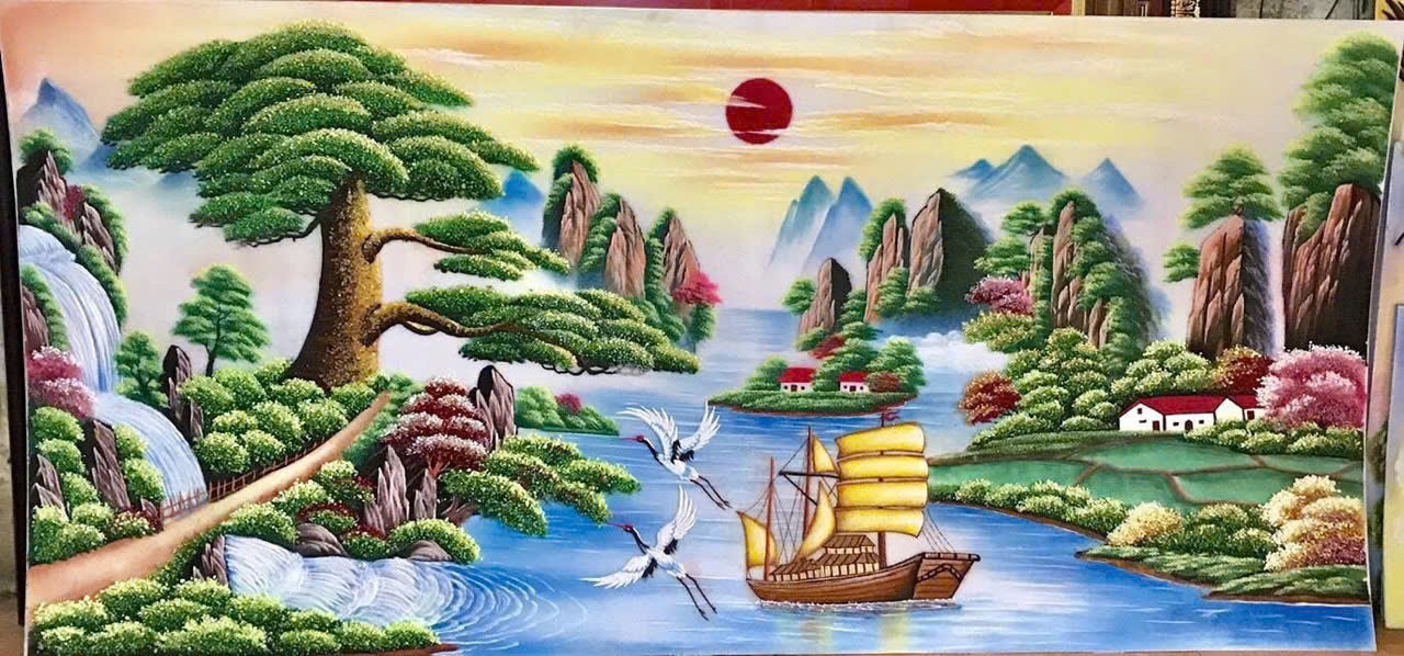 tranh đá quý thuận buồm xuôi gió
